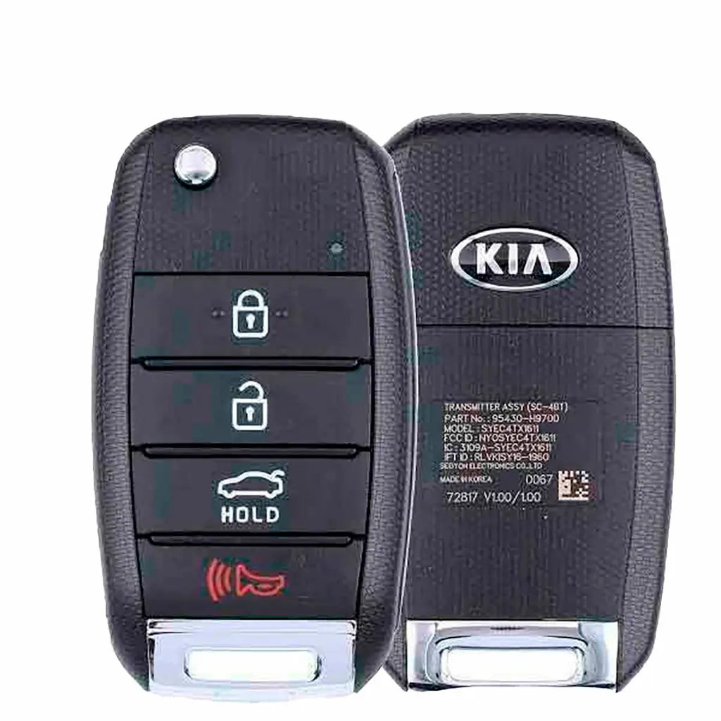2018-2021 (OEM Refurb) Remote Flip Key for Kia Rio | PN: 95430-H9700 / NYOSYEC4TX1611 (SC 4BT) 2018-2021 (OEM Refurb) Remote Flip Key for Kia Rio | PN: 95430-H9700 / NYOSYEC4TX1611 (SC 4BT)